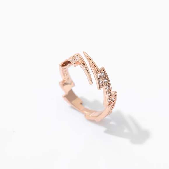 14K Rose Gold Plated Adjustable Lightning Ring for Women - Picture 2 of 5